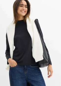 Damen bonprix Bekleidung·Röcke|Nachhaltigere Materialien|Langarmshirt mit Stehkragen mit recyceltem Polyamid
