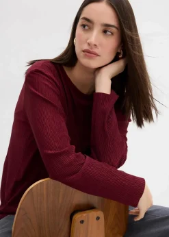 Damen bonprix Shirts & Tops|Langarmshirt mit Struktureffekt