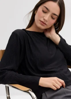 Damen bonprix Shirts & Tops|Langarmshirt mit Struktureffekt