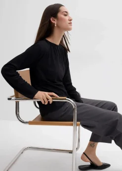 Damen bonprix Shirts & Tops|Langarmshirt mit Struktureffekt