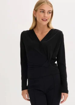 Damen bonprix Shirts & Tops|Langarmshirt mit tiefem Ausschnitt