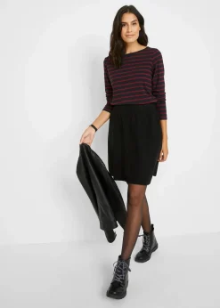 Damen bonprix Shirts & Tops|Basics|Langarmshirt mit U-Boot-Ausschnitt (2er Pack)