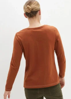 Damen bonprix Shirts & Tops|Nachhaltigere Materialien|Langarmshirt mit Zierknöpfen