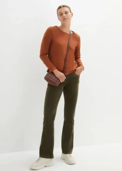 Damen bonprix Shirts & Tops|Nachhaltigere Materialien|Langarmshirt mit Zierknöpfen