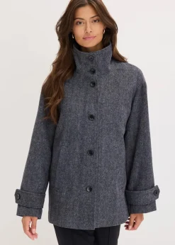 Lange Cabanjacke in Wolloptik Damen Bekleidung·Hosen|Jacken & Mäntel