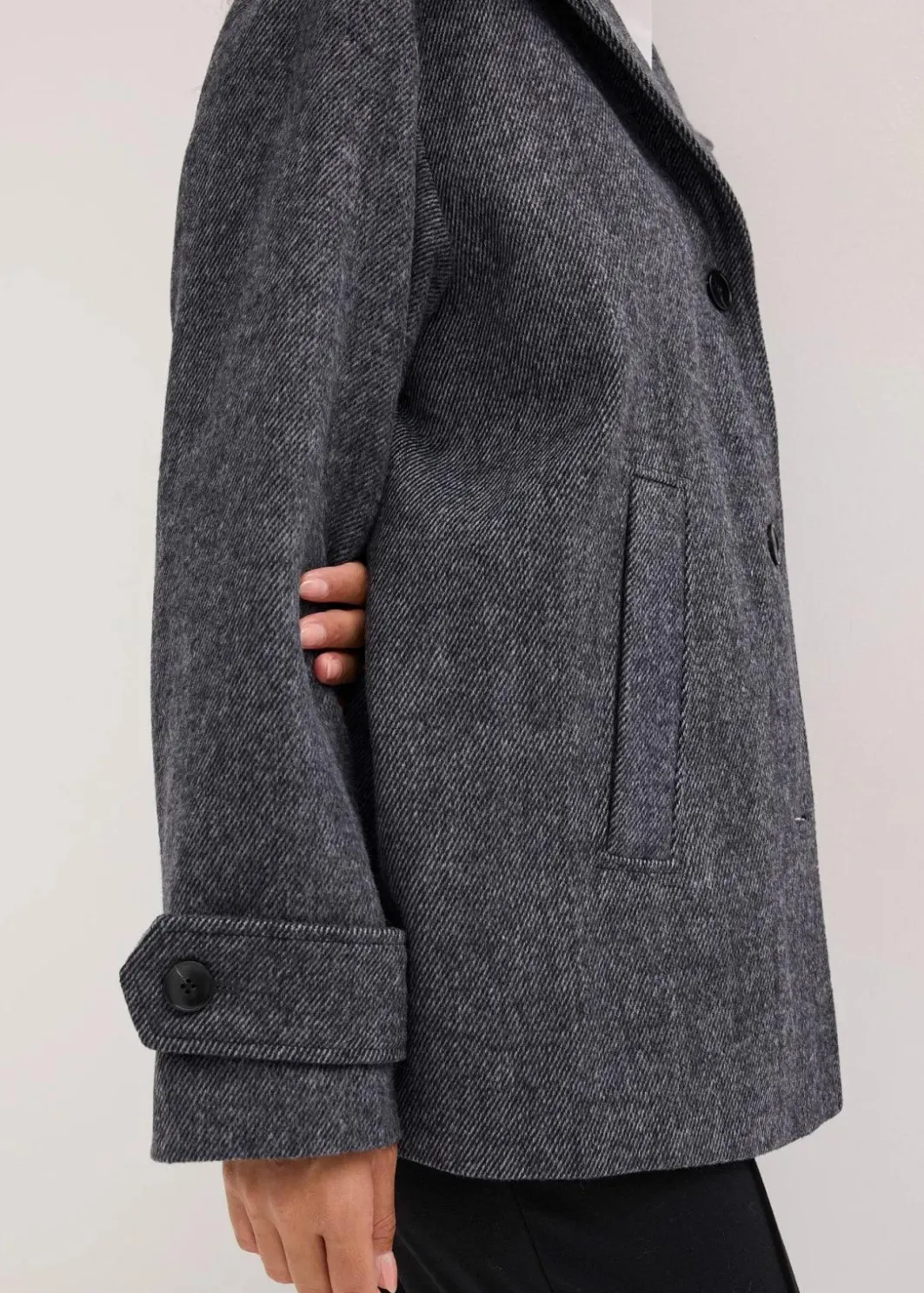 Lange Cabanjacke in Wolloptik Damen Bekleidung·Hosen|Jacken & Mäntel
