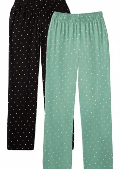 Damen bonprix Wäsche·Nachtwäsche|Nachtwäsche|Lange Pyjamahose aus reiner Baumwolle (2er Pack)