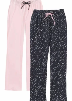 Damen bonprix Wäsche·Nachtwäsche|Nachhaltigere Materialien|Lange Pyjamahose aus reiner Bio-Baumwolle (2er Pack)