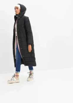 Clearance Langer Stepp-Mantel mit Kapuze Damen Jacken & Mäntel|Bekleidung·Hosen