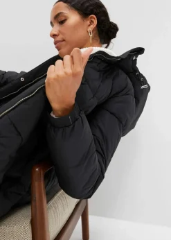 Clearance Langer Stepp-Mantel mit Kapuze Damen Jacken & Mäntel|Bekleidung·Hosen