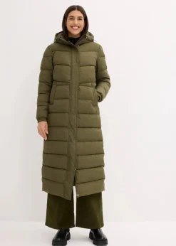 Damen bonprix Bekleidung·Hosen|Jacken & Mäntel|Langer Stepp-Mantel mit Kapuze