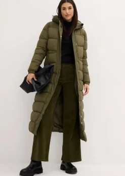 Damen bonprix Bekleidung·Hosen|Jacken & Mäntel|Langer Stepp-Mantel mit Kapuze