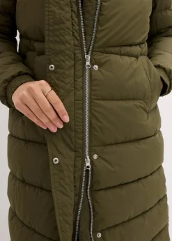 Damen bonprix Bekleidung·Hosen|Jacken & Mäntel|Langer Stepp-Mantel mit Kapuze