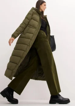 Damen bonprix Bekleidung·Hosen|Jacken & Mäntel|Langer Stepp-Mantel mit Kapuze