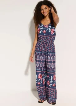 Discount Langer Strandjumpsuit aus fließender Viskose Damen Strandmode|Jumpsuits