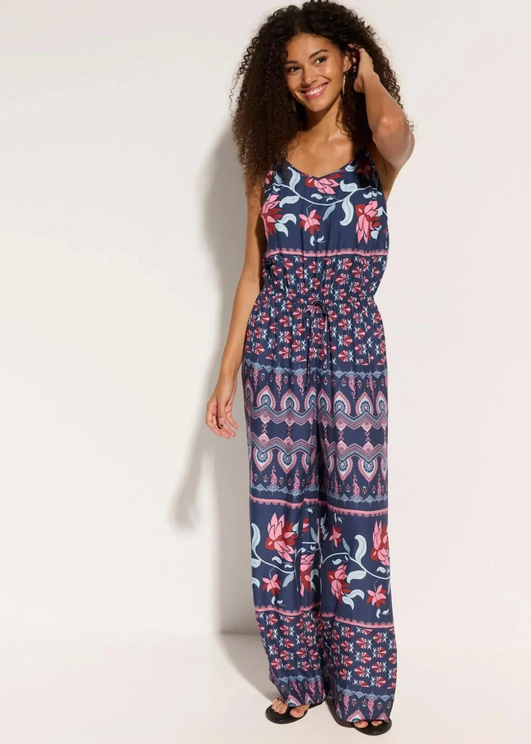 Discount Langer Strandjumpsuit aus fließender Viskose Damen Strandmode|Jumpsuits