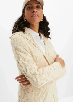 Online Langer Strickmantel aus Zopfstrick Damen Bekleidung·Umstandsmode|Pullover & Strickjacken