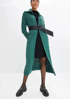 Damen bonprix Pullover & Strickjacken|Strickmode|Langer Strickmantel aus Zopfstrick