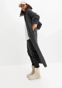 Langer Strickmantel aus Zopfstrick Damen Bekleidung·Umstandsmode|Pullover & Strickjacken