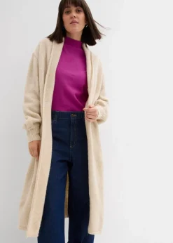 Damen bonprix Pullover & Strickjacken|Strickmode|Langer Strickmantel in Hairy Optik