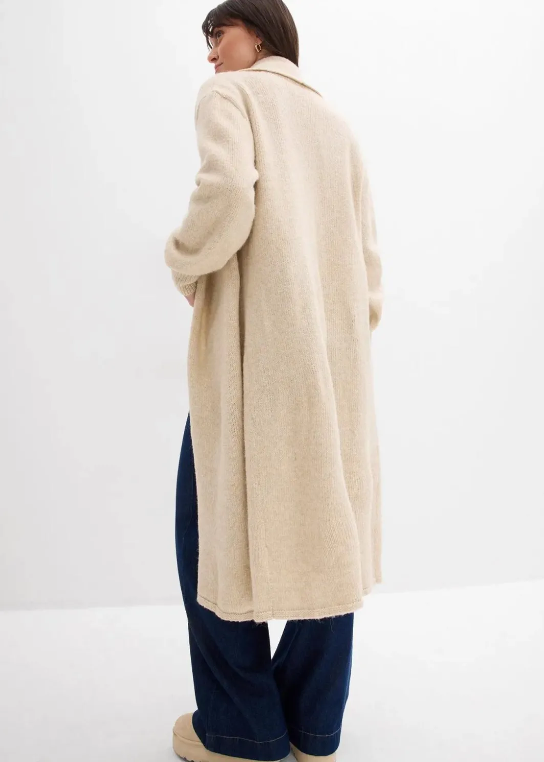 Damen bonprix Pullover & Strickjacken|Strickmode|Langer Strickmantel in Hairy Optik