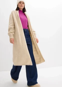 Damen bonprix Pullover & Strickjacken|Strickmode|Langer Strickmantel in Hairy Optik