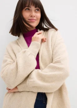 Damen bonprix Pullover & Strickjacken|Strickmode|Langer Strickmantel in Hairy Optik