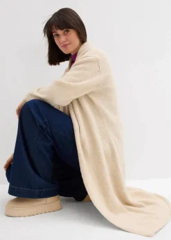 Damen bonprix Pullover & Strickjacken|Strickmode|Langer Strickmantel in Hairy Optik