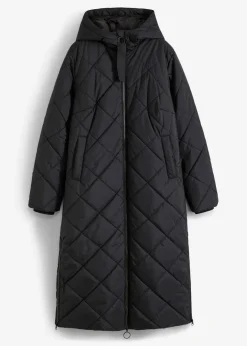 Damen bonprix Bekleidung·Hosen|Nachhaltigere Materialien|Langer, wattierter Steppmantel mit Kapuze