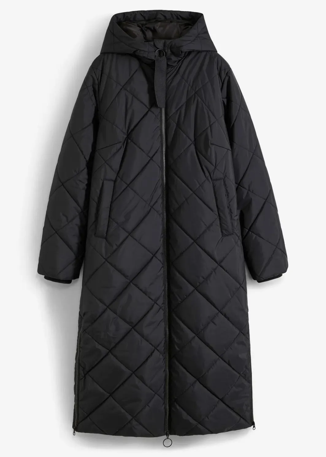 Damen bonprix Bekleidung·Hosen|Nachhaltigere Materialien|Langer, wattierter Steppmantel mit Kapuze
