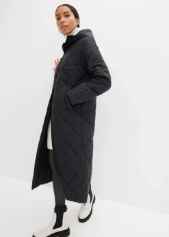 Damen bonprix Bekleidung·Hosen|Nachhaltigere Materialien|Langer, wattierter Steppmantel mit Kapuze