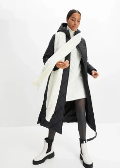 Damen bonprix Bekleidung·Hosen|Nachhaltigere Materialien|Langer, wattierter Steppmantel mit Kapuze
