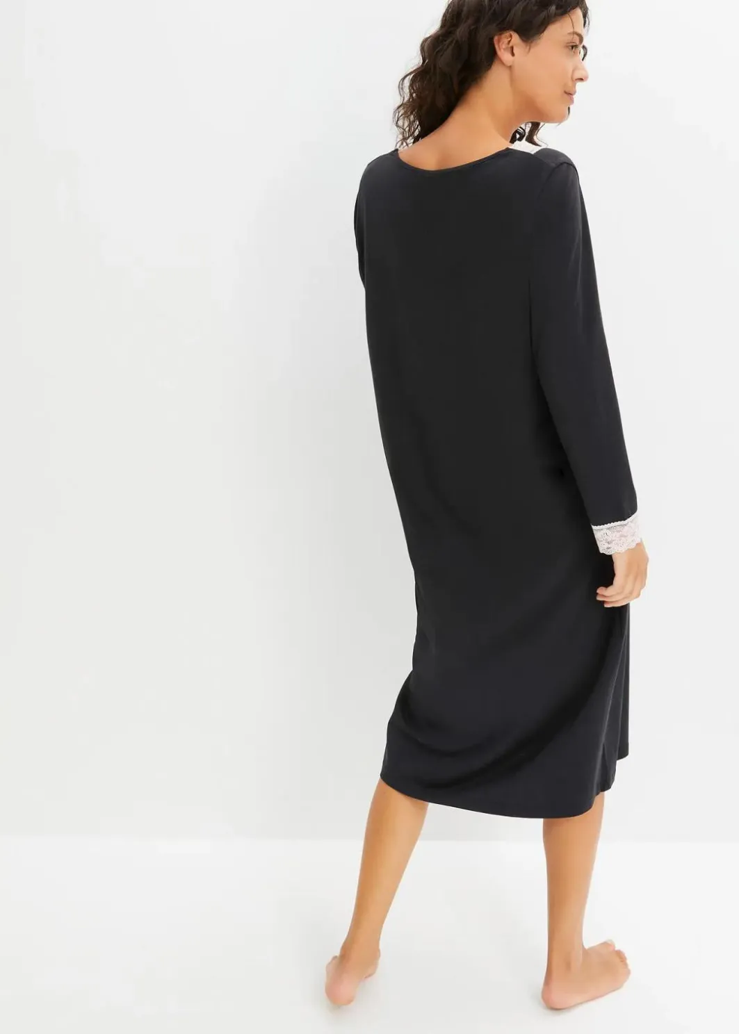 Damen bonprix Wäsche·Basics|Wäsche·Nachtwäsche|Langes Nachthemd aus softem Viskose-Mix