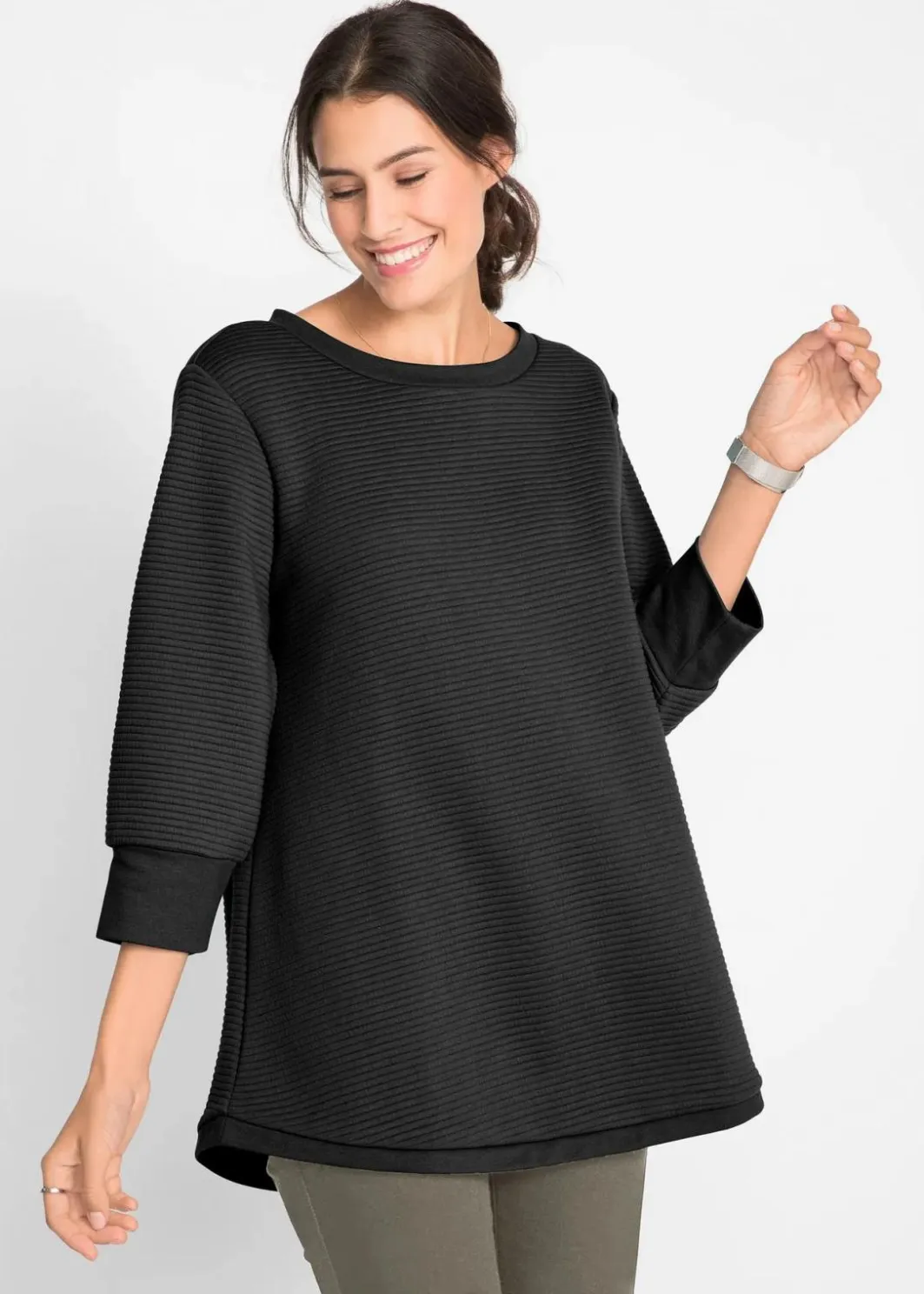 Damen bonprix Sweat|Bekleidung·Blusen & Tuniken|Langes Sweatshirt mit Viskose