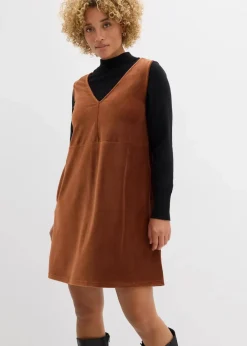 Damen bonprix Kleider|Bekleidung·Pullover & Strickjacken|Latzkleid aus Jerseycord