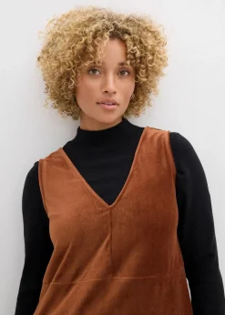Damen bonprix Kleider|Bekleidung·Pullover & Strickjacken|Latzkleid aus Jerseycord