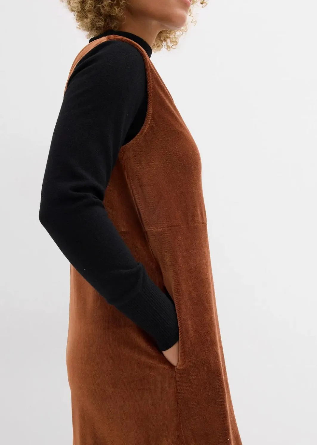 Damen bonprix Kleider|Bekleidung·Pullover & Strickjacken|Latzkleid aus Jerseycord