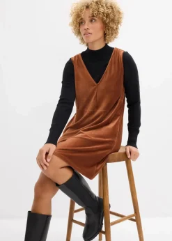 Damen bonprix Kleider|Bekleidung·Pullover & Strickjacken|Latzkleid aus Jerseycord