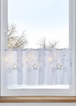 Outlet LED Scheibengardine mit weihnachtlichem Druck Scheibengardinen|Weihnachtsdeko & -Textilien·Gardinen