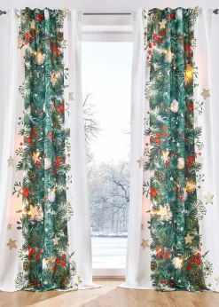 bonprix Vorhänge|Weihnachtsdeko & -Textilien·Gardinen|LED Vorhang mit weihnachtlichem Druck (1er Pack)