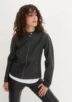 Damen bonprix Bekleidung·Hosen|Jacken & Mäntel|Lederimitat Biker-Jacke