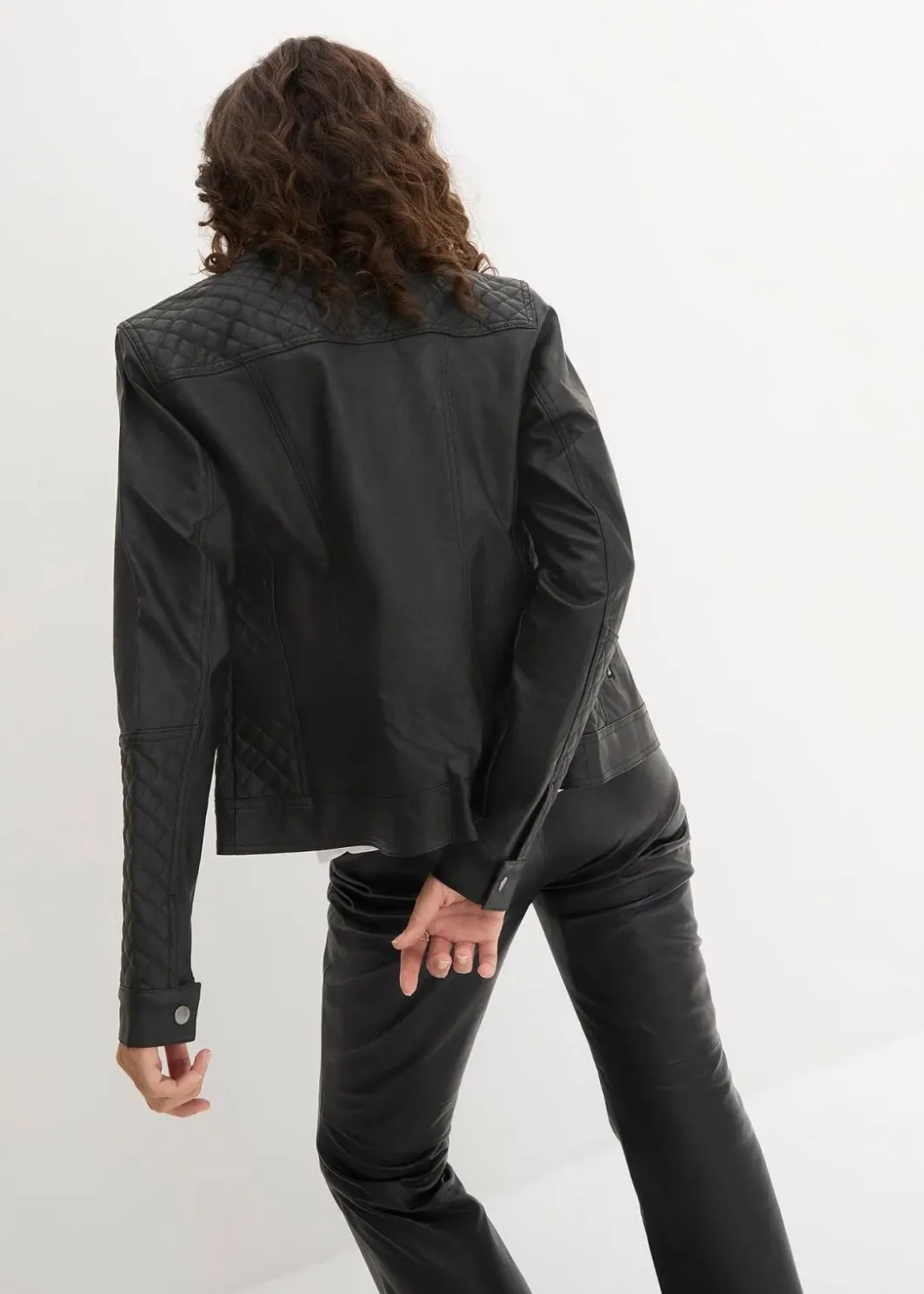 Damen bonprix Bekleidung·Hosen|Jacken & Mäntel|Lederimitat Biker-Jacke