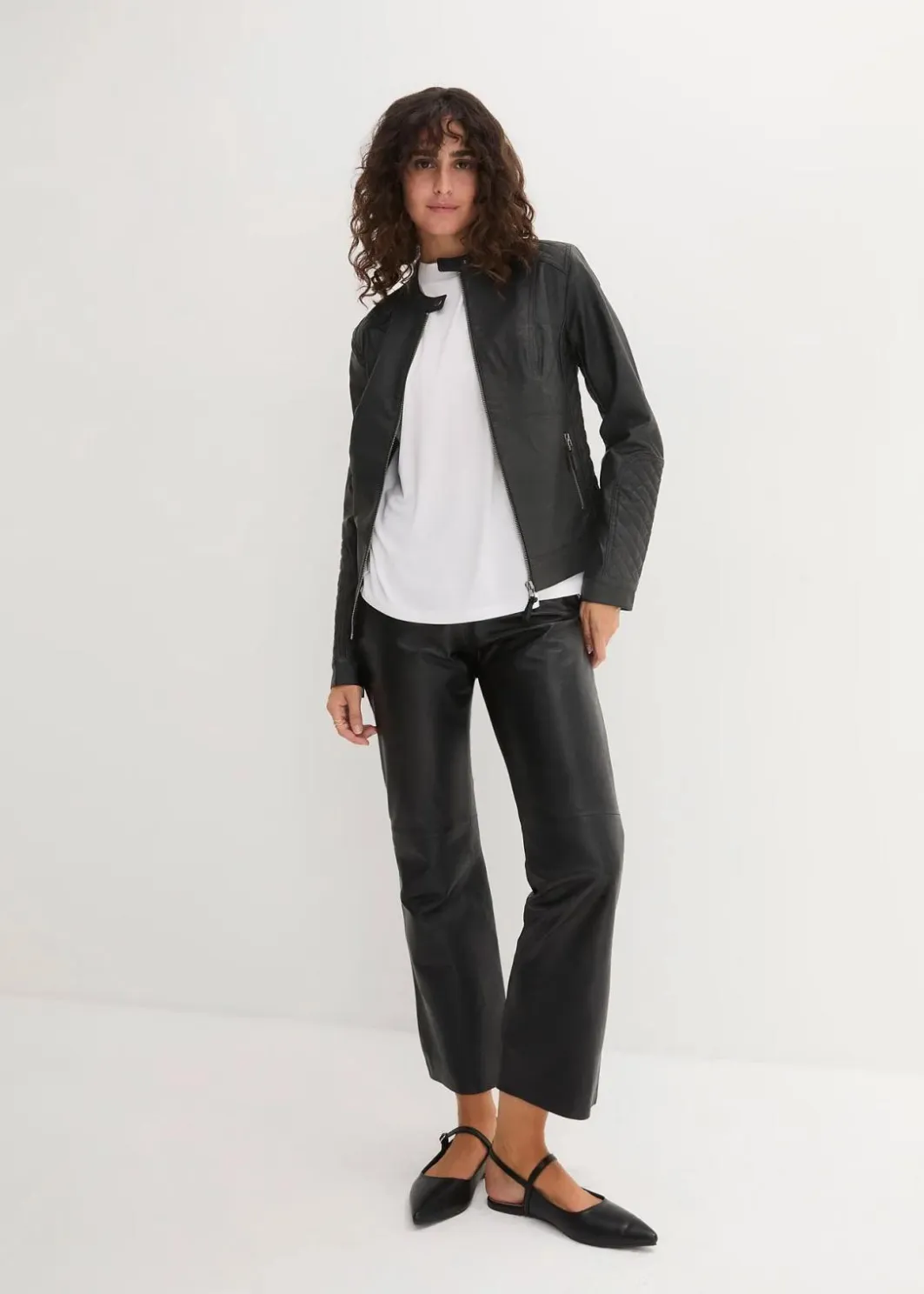 Damen bonprix Bekleidung·Hosen|Jacken & Mäntel|Lederimitat Biker-Jacke