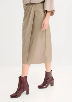 Online Lederimitat Midi-Wickelrock Damen Röcke|Bekleidung·Sportbekleidung