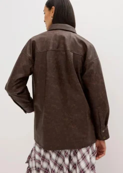 Lederimitat-Hemd in Used-Optik Damen Bekleidung·Jacken & Mäntel|Blusen & Tuniken