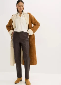 Outlet Lederimitat-Hose im Used-Look Damen Hosen