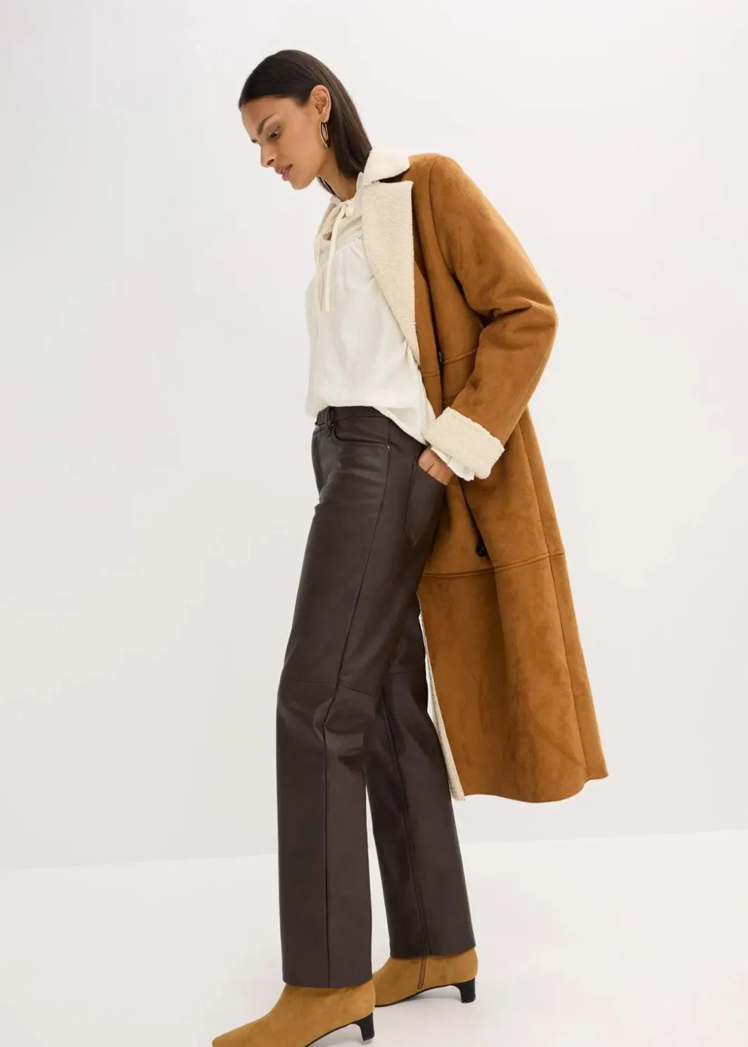 Outlet Lederimitat-Hose im Used-Look Damen Hosen
