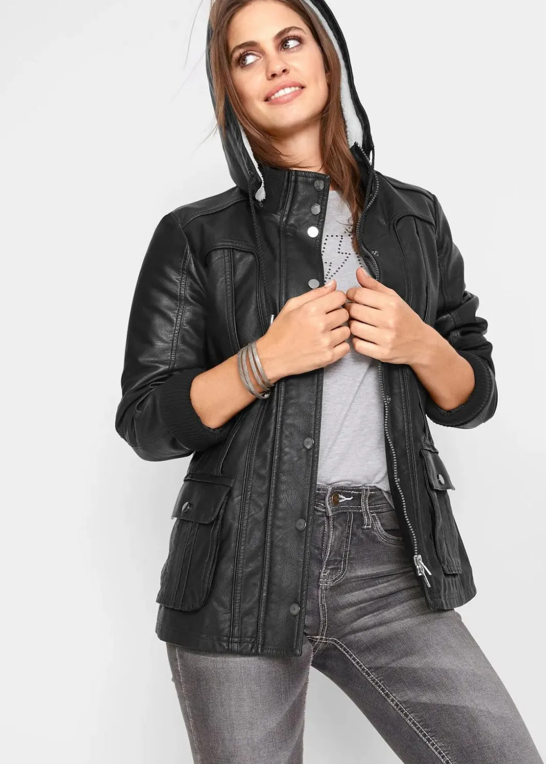 Hot Lederimitat-Jacke Damen Bekleidung·Hosen|Jacken & Mäntel