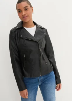 Damen bonprix Bekleidung·Hosen|Jacken & Mäntel|Lederimitat-Jacke aus reiner Viskose