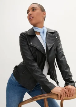 Damen bonprix Bekleidung·Hosen|Jacken & Mäntel|Lederimitat-Jacke aus reiner Viskose